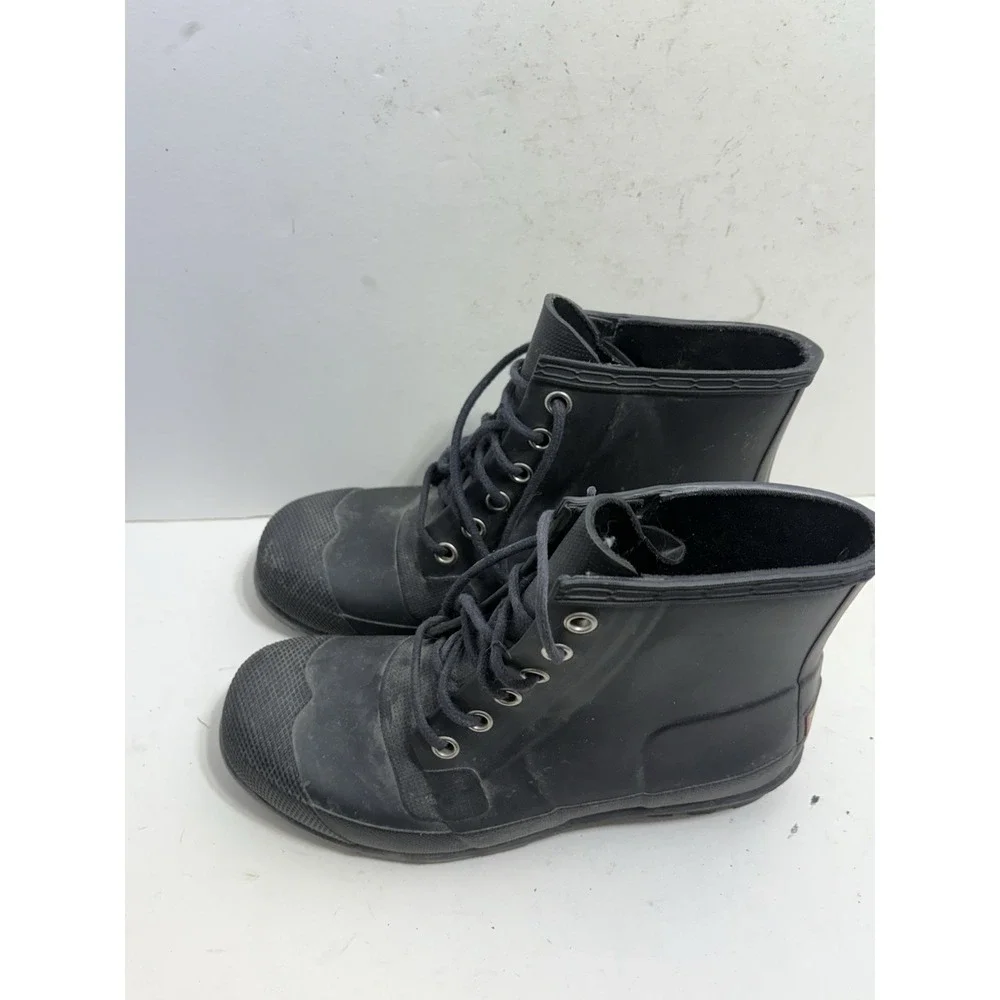 Rare Original Hunter Lace-Up Rain Boots in Black Men's 9